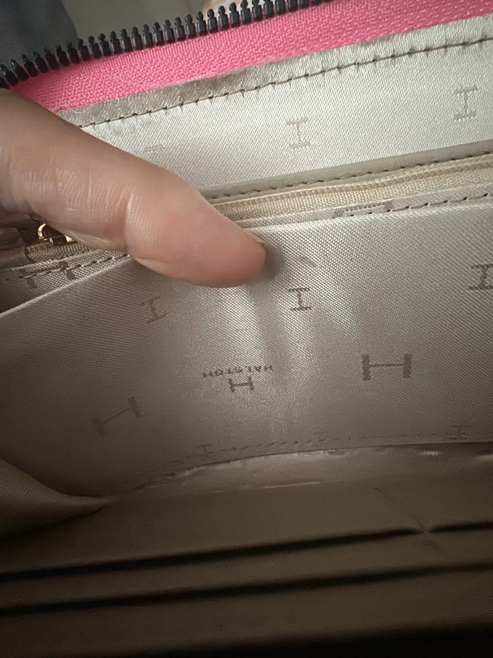 Vintage H by Halston Coral Pink Zip Wallet with Gold Hardware
